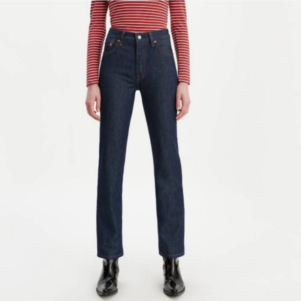 Levi’s 501 Straight Dark High Rise Button Fly Jeans